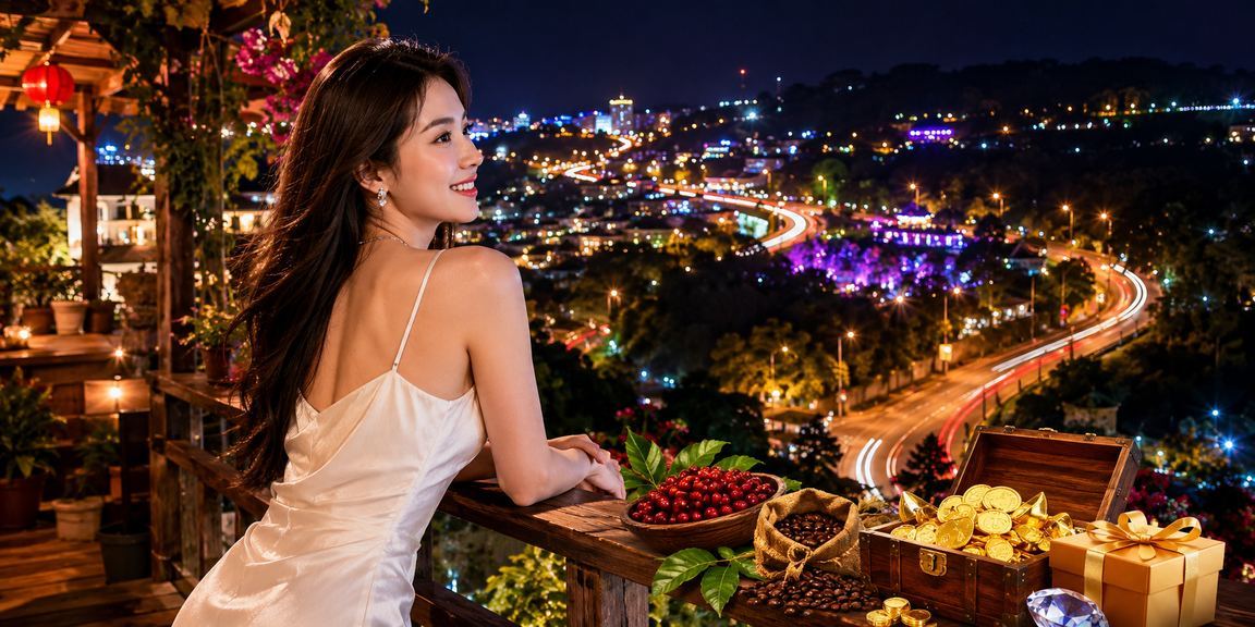 Người dùng tại Đà Lạt thư giãn với cà phê và đăng ký nhận bonus trên điện thoại